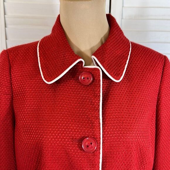 Dennis Basso Size Medium Signature Red Long Sleeve Jacket - Picture 2 of 14